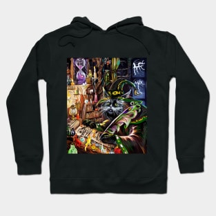 Kitty Cat Wizard Trying to Write Spells Hoodie